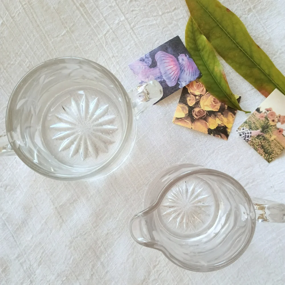 Elegant Clear Glass Creamer and Sugar Set